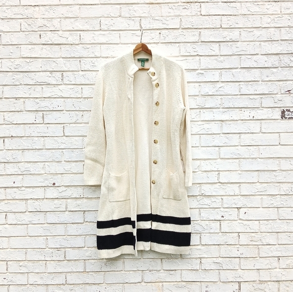 Lauren Ralph Lauren Long Chunky Stripe Cardigan - Picture 6 of 6